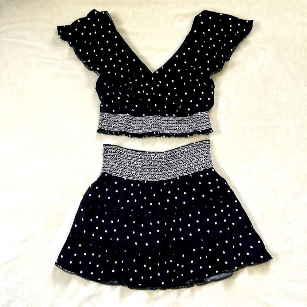 Alice + Olivia Matching Mini Skirt & Crop Top Set